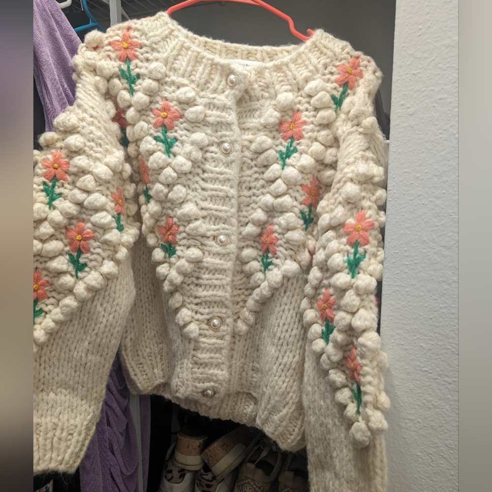 Floral Pom Pom Sweater